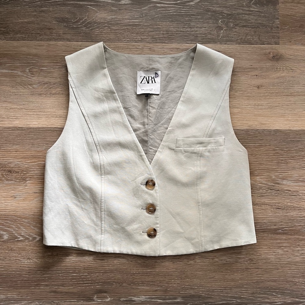 Zara Light Gray Straight Vest